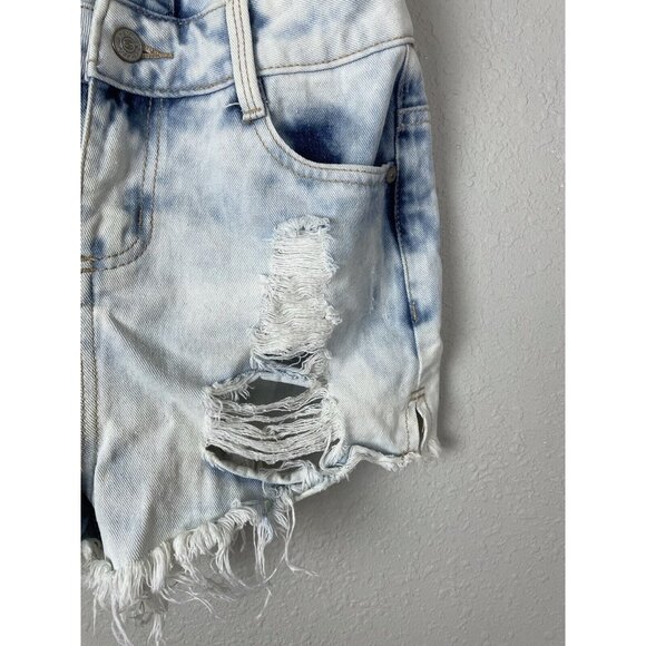 Harmony + Havoc Denim Overalls Shortalls Size 3 Destroyed Distressed Acid Wash - Picture 5 of 12